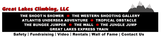 The Bungee Jumper | The Wall | The Jungle Jump | The Western Shooting Gallery | The Shoot N Shower | Safety | Fundraising | Video | Rentals | Wall of FAme | Contact Us